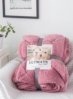 Buy Soft Double-Side Thickened Warm Blanket Cotton Pink 200x230centimeter in UAE