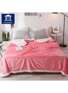 Buy Soft Double-Side Air Conditioner Bed Blanket Cotton Pink 200x230centimeter in UAE