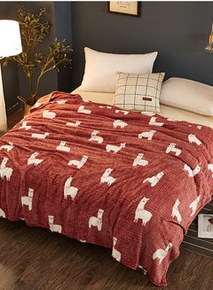 Buy Soft Sheep Pattern Bed Blanket Cotton Red 150x200cm in Saudi Arabia