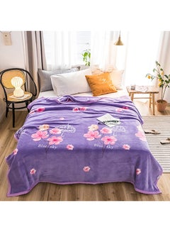 Buy Floral Printed Bed Blanket Cotton Purple 1.8meter in Saudi Arabia