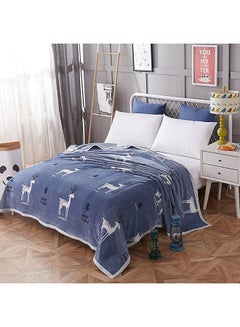 Buy Cartoon Animal Printed Bed Blanket Cotton Blue 1.8meter in Saudi Arabia