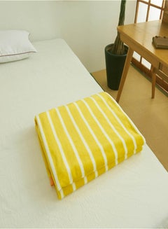 Buy Striped Pattern Cozy Blanket Cotton Yellow 180x200cm in UAE
