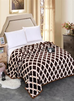 Buy Modern Style Fluffy Blanket Polyester Multicolour 180x200cm in Saudi Arabia
