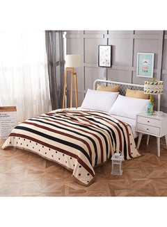 Buy Striped Pattern Soft Blanket Cotton Multicolour 200x230cm in UAE