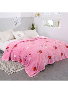 Buy Fruit Printed Soft Blanket Cotton Pink 180x200centimeter in UAE