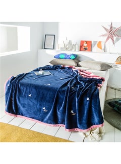 Buy Sail Boat Print Soft Blanket cotton Blue 200x230cm in UAE