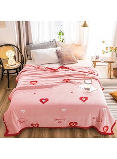 Buy Soft Heart Printed Soft Blanket cotton Pink 180x200cm in UAE