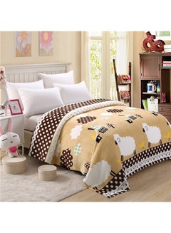 Buy Sheep Printed Soft Blanket cotton Brown 150x200cm in UAE