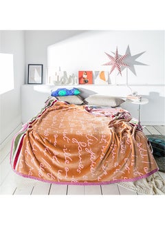 Buy Simple Letter Print Soft Blanket Cotton Coffee 200x230cm in Saudi Arabia