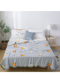 Buy Floral Pattern Soft Blanket Cotton Multicolour 200x230cm in UAE