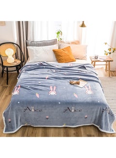 Buy Cartoon Print Soft Blanket Cotton Blue 200x230cm in UAE