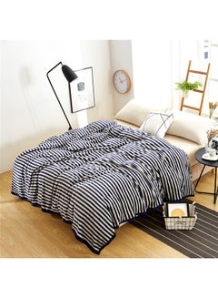 Buy Soft Thicken Striped Comfortable Blanket cotton Black/White 200x230cm in UAE