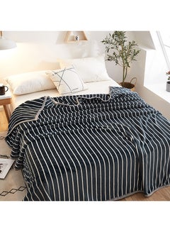 Buy Casual Comfort Striped Blanket cotton Black/White 150x200cm in UAE