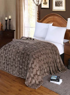 Buy European Style Embossing Thicken Soft Blanket cotton Brown 150x200cm in UAE