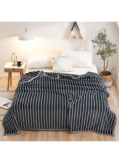 Buy Casual Comfort Striped Blanket Cotton Black/White 180x200cm in UAE