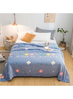 Buy Flowers Pattern Cozy Blanket cotton Blue 180x200cm in UAE