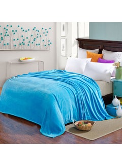 Buy Solid Color Soft Blanket cotton Blue 180x200cm in UAE