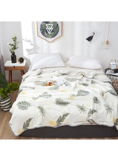 Buy Feather Pattern Soft Blanket cotton White 200x230cm in Saudi Arabia