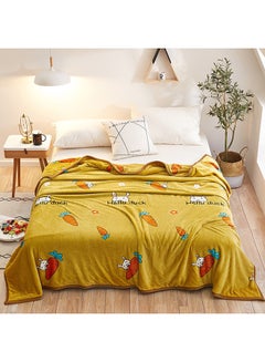 Buy Carrots Pattern Supple Home Blanket Cotton Yellow 180x200cm in UAE