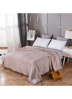 Buy Modern Striped Soft Blanket Cotton Grey 200x230centimeter in UAE