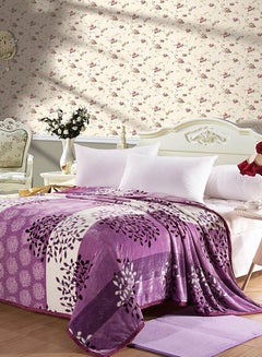 Buy Skin-Friendly Soft Bed Blanket cotton Purple 150x200cm in Saudi Arabia