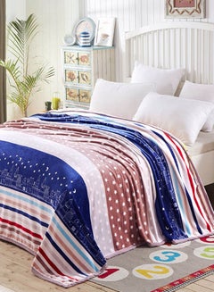 Buy Modern Striped Pattern Warm Blanket cotton Multicolour 180x200cm in UAE