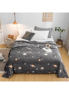 Buy Soft Coral Fleece Summer Blanket Cotton Grey 180x200cm in UAE