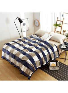 Buy Plaid Striped Pattern Soft Blanket Cotton Multicolour 180x200cm in UAE
