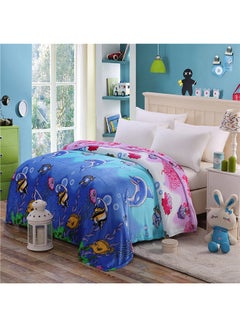 Buy Sea Animal Printed Soft Blanket cotton Blue 180x200cm in UAE