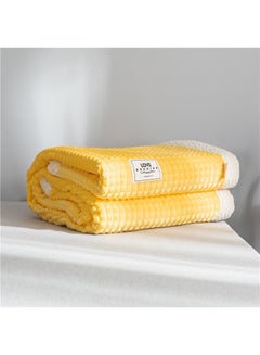 Buy Double Layer Casual Blanket cotton Yellow 150x200cm in Saudi Arabia