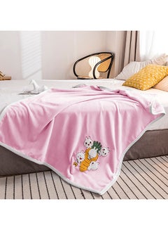 Buy Cute Rabbit Printed Soft Blanket cotton Pink 100x150cm in UAE