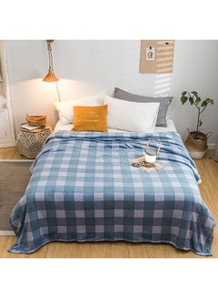 Buy Soft Plaid Thicken Blanket cotton Blue 120x100cm in UAE