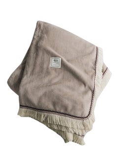 Buy Tassel Hem Casual Blanket cotton Brown 150x200cm in UAE
