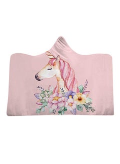 Buy Cartoon Unicorn Hooded Blanket cotton Pink 130x150cm in Saudi Arabia