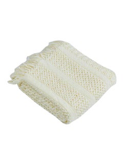 Buy Tassels Design Comfy Knitted Blanket cotton White 130x170cm in UAE