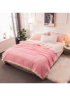 Buy Double-Layer Supple Cozy Blanket Cotton Pink 200x230cm in Saudi Arabia