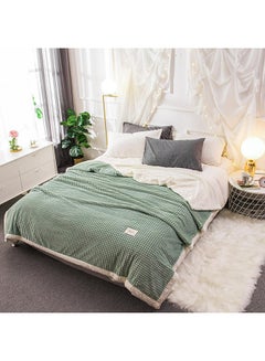 Buy Double-Layer Supple Cozy Blanket cotton Green 150x200cm in UAE
