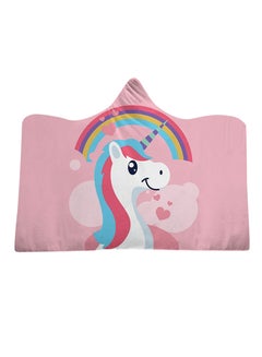 Buy Cartoon Unicorn Hooded Blanket Cotton Pink 130x150cm in Saudi Arabia