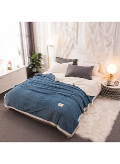 Buy Double-Layer Supple Cozy Blanket cotton Blue 200x230cm in Saudi Arabia