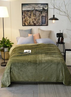 Buy Modern Simple Style Warm Blanket Cotton Green 180x200cm in UAE