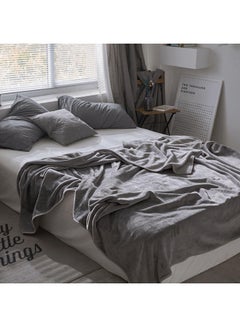 Buy Cozy Soft Comfortable Blanket Cotton Grey 180x200cm in Saudi Arabia