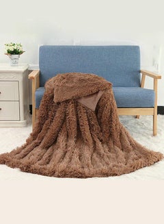 Buy Solid Color Soft Blanket cotton Brown 130x160cm in Saudi Arabia