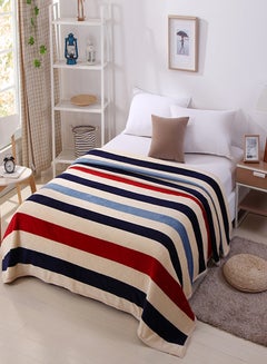 Buy Striped Pattern Soft Sleeping Blanket Cotton Multicolour 150x200cm in Saudi Arabia