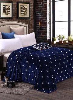 Buy Star Pattern Skin-Friendly Warm Blanket Cotton Blue/White 180x200cm in UAE