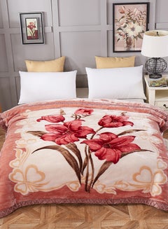 Buy Sweet Flowers Pattern Comfy Soft Blanket Cotton Pink 180x200centimeter in UAE