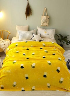 Buy Printed Warm Blanket Microfiber Yellow 126x165cm in UAE