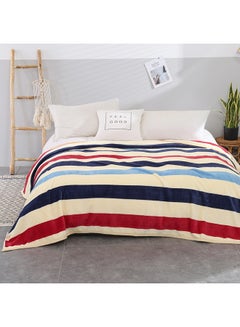 Buy Soft Striped Pattern Blanket Cotton Multicolour 150x200cm in Saudi Arabia
