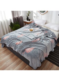 Buy Leaf Pattern Soft Cozy Blanket polyester Grey 120x200cm in UAE