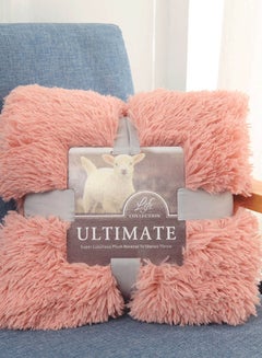 Buy Supple Plush Cozy Blanket cotton Peach 130x160cm in UAE