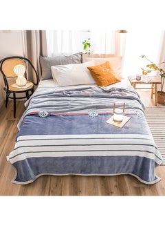 Buy Casual Striped Comfort Thicken Blanket cotton Blue 230x250cm in Saudi Arabia